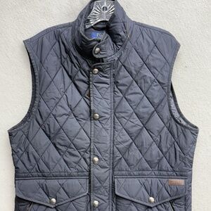 Polo Ralph Lauren Mens Size Medium Quilted Full Zip and Snap Vest 2-Way Pockets